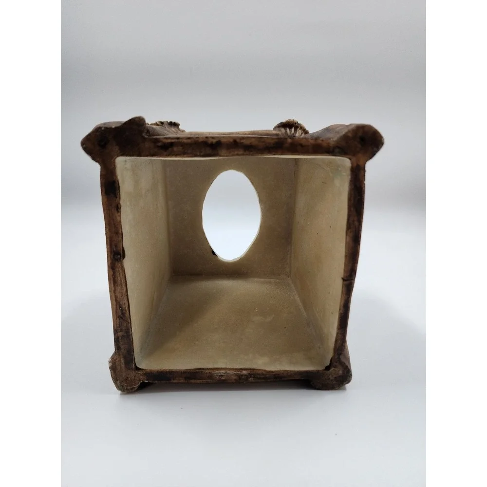 Rustic Faux Antler Tissue Box Cover Square Lodge Cabin Decor Resin Brown 6x6